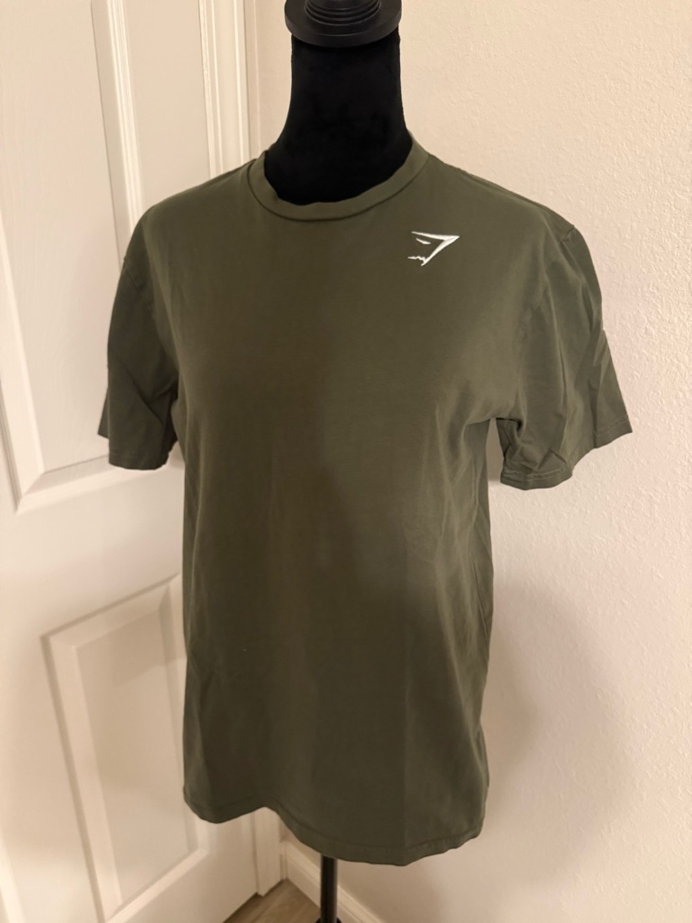 Gymshark Men’s Short Sleeve Tee in Olive Green with White Logo